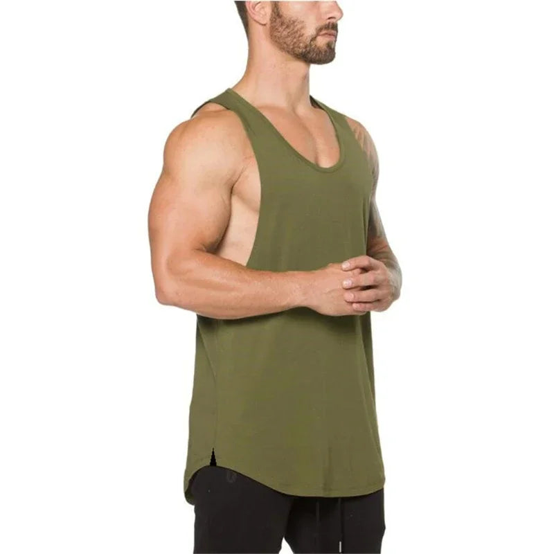 Mens Sport Solid Color Muscle Tank Tops 100% Cotton