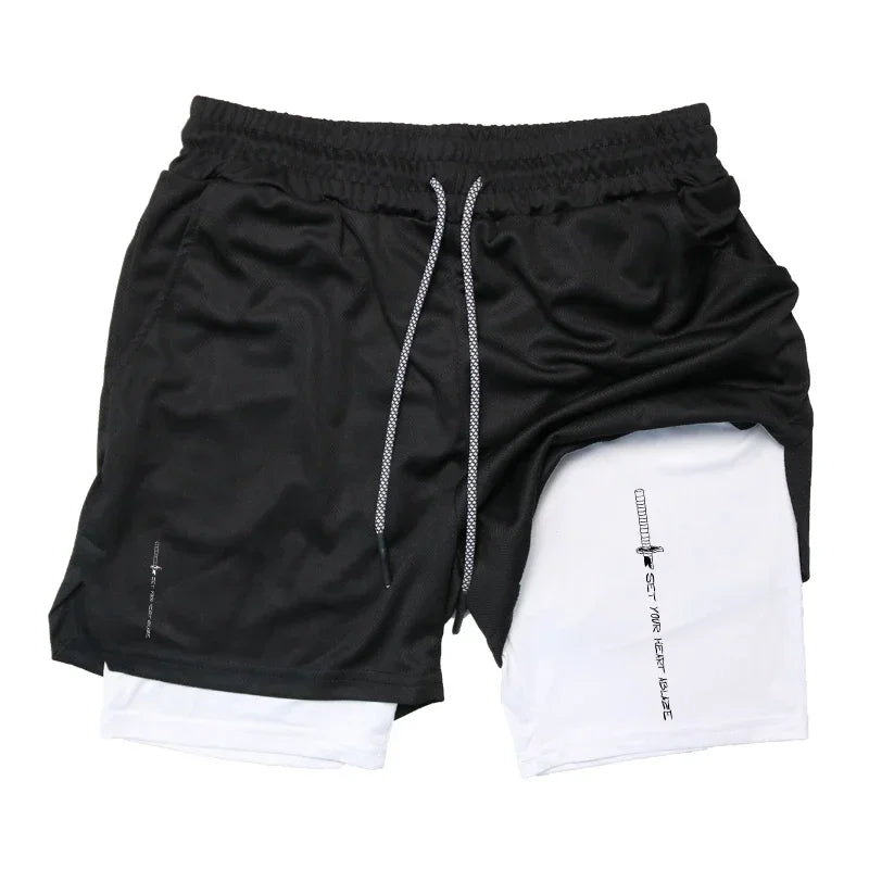 Summer Camo 2 in 1 Compression Shorts