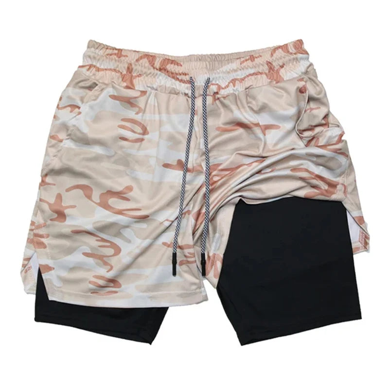 Men's Multi Pocket Inner Lined Camouflage Running Shorts