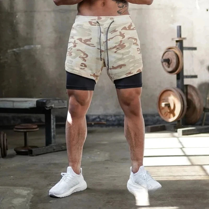 Summer Camo 2 in 1 Compression Shorts