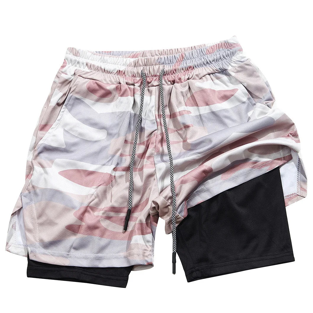 Summer Camo 2 in 1 Compression Shorts