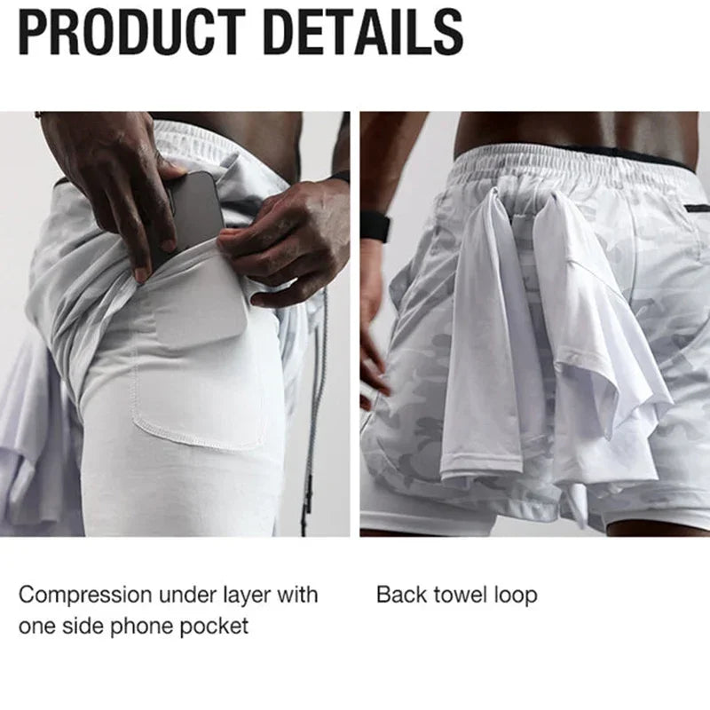 Summer Camo 2 in 1 Compression Shorts