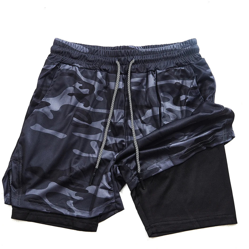 Summer Camo 2 in 1 Compression Shorts