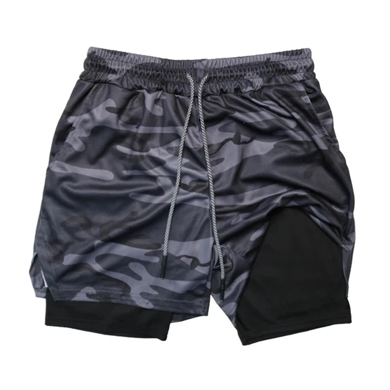 Men's Multi Pocket Inner Lined Camouflage Running Shorts