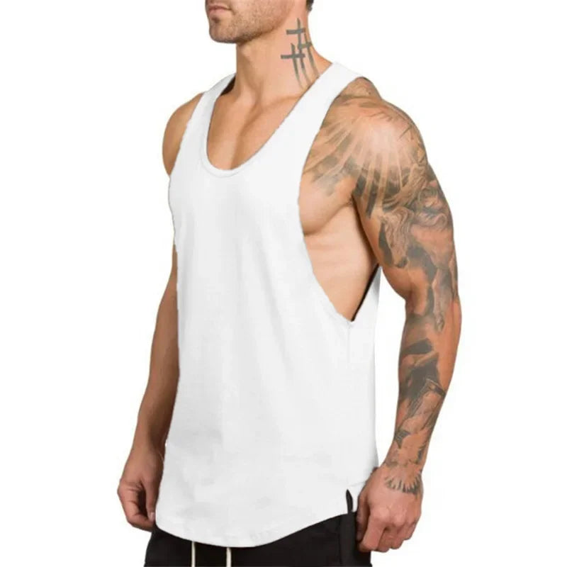 Mens Sport Solid Color Muscle Tank Tops 100% Cotton