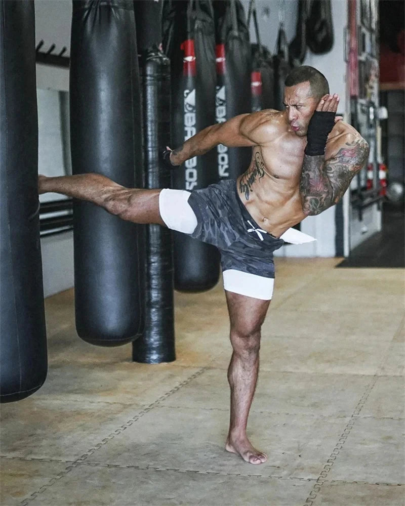 Men's Multi Pocket Inner Lined Camouflage Running Shorts