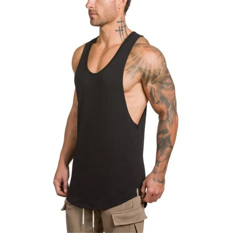 Mens Sport Solid Color Muscle Tank Tops 100% Cotton