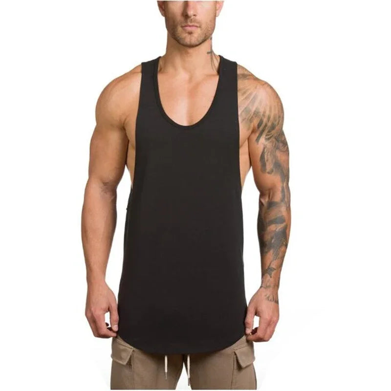 Mens Sport Solid Color Muscle Tank Tops 100% Cotton
