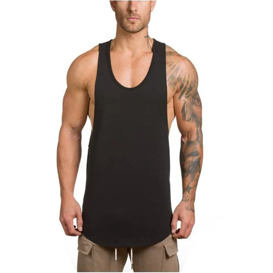 Mens Sport Solid Color Muscle Tank Tops 100% Cotton