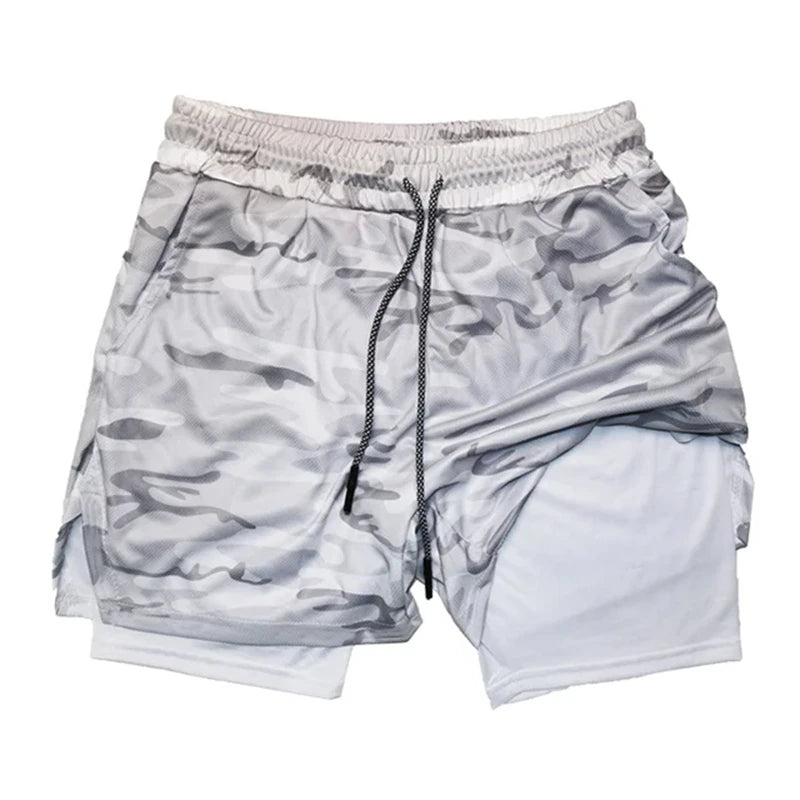 Men's Multi Pocket Inner Lined Camouflage Running Shorts