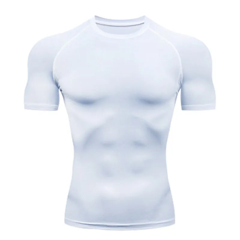 Men's compression short sleeved training shirt quick drying