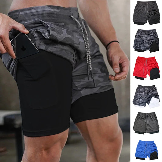 Men's Multi Pocket Inner Lined Camouflage Running Shorts