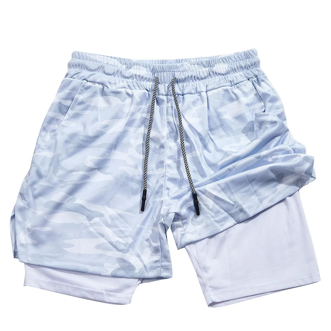 Summer Camo 2 in 1 Compression Shorts