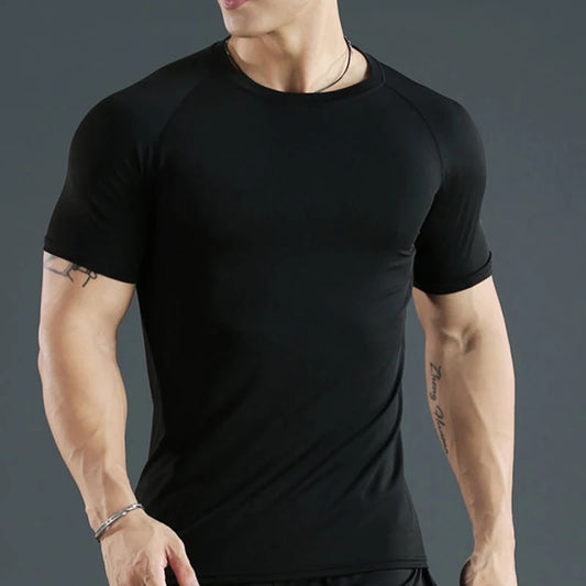 Men's compression short sleeved training shirt quick drying