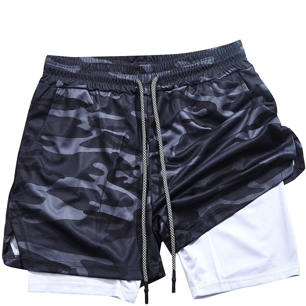 Summer Camo 2 in 1 Compression Shorts