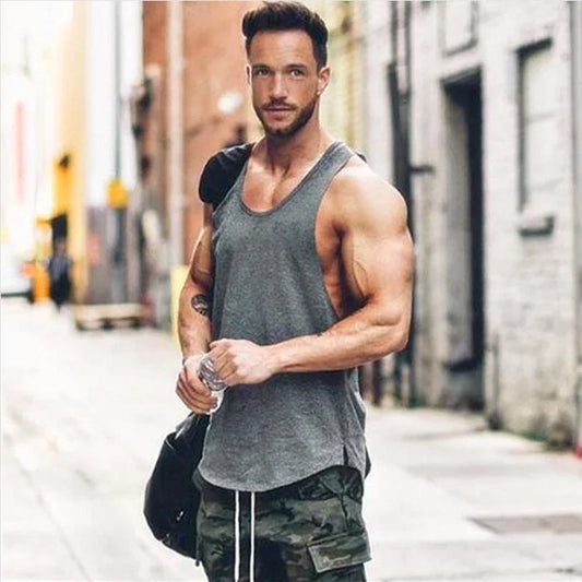 Mens Sport Solid Color Muscle Tank Tops 100% Cotton
