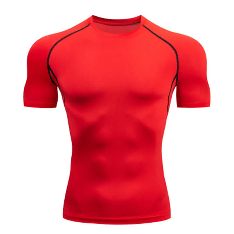 Men's compression short sleeved training shirt quick drying